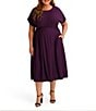 Kensie Plus Size Short Sleeve A-Line Woven Midi Dress - Image 1