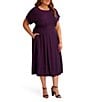 Kensie Plus Size Short Sleeve A-Line Woven Midi Dress - Image 3