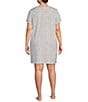 Color:White/Animal - Image 2 - Plus Size Short Sleeve Round Neck Animal Print Jersey Knit Nightshirt