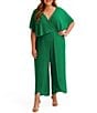 Kensie Plus Size Short Sleeve V-Neck Chiffon Jumpsuit - Image 1