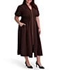 Kensie Plus Size Short Sleeve V-Neck Drapey Scuba Midi Dress - Image 3