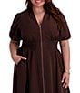 Kensie Plus Size Short Sleeve V-Neck Drapey Scuba Midi Dress - Image 4