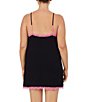 Color:Black - Image 2 - Plus Size Sleeveless V-Neck Lace Trim Knit Short Nightgown