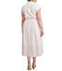 Kensie Plus Size Striped Woven Collared V-Neckline Short Sleeve A-Line Midi Dress - Image 2