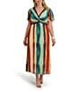 Kensie Plus Size V-Neck Ombre Multi Maxi Dress, Color:Multi - Image 1
