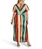 Kensie Plus Size V-Neck Ombre Multi Maxi Dress, Color:Multi - Image 2
