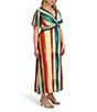 Kensie Plus Size V-Neck Ombre Multi Maxi Dress, Color:Multi - Image 3