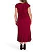 Kensie Plus V-Neck Cap Sleeve Cascading Ruffle Jersey Knit Dress - Image 2