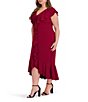 Kensie Plus V-Neck Cap Sleeve Cascading Ruffle Jersey Knit Dress - Image 3