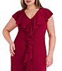 Kensie Plus V-Neck Cap Sleeve Cascading Ruffle Jersey Knit Dress - Image 4