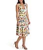 Kensie Postcard Print V-Neck Sleeveless Midi Dress - Image 3