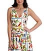 Kensie Postcard Print V-Neck Sleeveless Midi Dress - Image 5