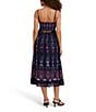 Kensie Printed Chiffon Sleeveless Keyhole Back A-Line Midi Dress, Color:Navy/Multi - Image 2