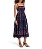 Kensie Printed Chiffon Sleeveless Keyhole Back A-Line Midi Dress, Color:Navy/Multi - Image 3