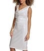 Color:White - Image 3 - Sequin Cowl Neck Sleeveless Dress