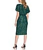 Color:Emerald - Image 2 - Sequin Lace Boat Neckline Short Sleeve Blouson Dress