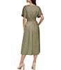 Color:Sage - Image 2 - Short Sleeve Smocked Waist A-Line Midi Dress