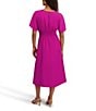 Kensie Short Sleeve Smocked Waist A-Line Midi Dress, Color:Fuchsia - Image 2