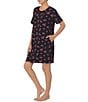 Color:Black/Multi - Image 3 - Short Sleeve Round Neck Knit Floral Dotted Sleepshirt