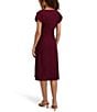 Kensie Short Sleeve V-Neck Ruched Button Midi Dress, Color:Bordeaux - Image 2