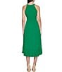 Color:Tropical Green - Image 2 - Sleeveless Halter Neck Pleated High-Low Hem Sleeveless Midi Dress