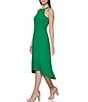 Color:Tropical Green - Image 3 - Sleeveless Halter Neck Pleated High-Low Hem Sleeveless Midi Dress