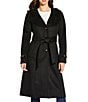 Kensie Smooth Plush Wool Oversized Notch Collar Belted Button Front Walker Coat, Color:Black - Image 1