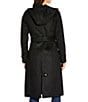 Kensie Smooth Plush Wool Oversized Notch Collar Belted Button Front Walker Coat, Color:Black - Image 2
