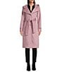 Kensie Smooth Plush Wool Oversized Notch Collar Belted Button Front Walker Coat, Color:Mauve - Image 1