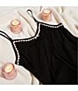 Color:Black - Image 4 - Solid Knit Sleeveless V-Neck Heart Trim Chemise
