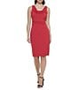 Color:Red - Image 1 - Cowl Neck Sleeveless Stretch Midi Dress