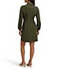 Kensie Faux Suede Collar Neck Long Sleeve Button Front Pleated Mini Dress - Image 2