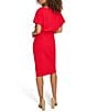 Kensie Textured Knit Boat Neck Self-Tie Waist Faux Wrap Blouson Dress, Color:Poppy - Image 2