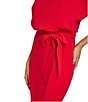 Kensie Textured Knit Boat Neck Self-Tie Waist Faux Wrap Blouson Dress, Color:Poppy - Image 4