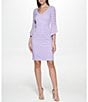 Color:Ultra Violet - Image 1 - V-Neck Bell 3/4 Sleeve Stretch Lace Sheath Dress