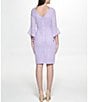 Color:Ultra Violet - Image 2 - V-Neck Bell 3/4 Sleeve Stretch Lace Sheath Dress