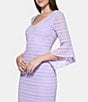 Color:Ultra Violet - Image 3 - V-Neck Bell 3/4 Sleeve Stretch Lace Sheath Dress