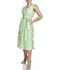 Color:Lily Green - Image 3 - V-Neck Ruffle Shoulder Embroidered Lace A-Line Midi Dress