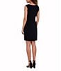 Kensie V-Neck Sleeves Jersey Faux Wrap Knee Length Dress, Color:Black - Image 4