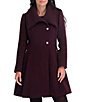 Kensie Wool Blend Envelope Collar Two Button Fit & Flare Coat - Image 4