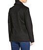 Kensie Wool Blend Notch Collar Fringe Button Front Peacoat, Color:Black - Image 2