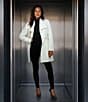 Kensie Wool Blend Oversize Collar Side Tab Button Front Walker Coat, Color:Ivory - Image 5