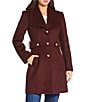 Kensie Wool Blend Oversize Collar Side Tab Button Front Walker Coat, Color:Wine - Image 1