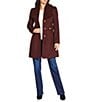 Kensie Wool Blend Oversize Collar Side Tab Button Front Walker Coat, Color:Wine - Image 3