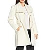 Kensie Wool Blend Oversize Collar Side Tab Button Front Walker Coat, Color:Ivory - Image 1