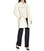 Kensie Wool Blend Oversize Collar Side Tab Button Front Walker Coat, Color:Ivory - Image 4