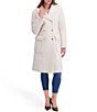 Kensie Wool Blend Shawl Collar Patch Pocket Boucle Double Breasted Coat - Image 3