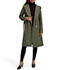 Kensie Wool Blend Soft Hooded Shawl Collar Belted Wrap Coat - Image 1