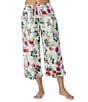 Color:Large Floral - Image 1 - Woven Large Floral Printed Cropped Sleep Pant