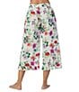 Color:Large Floral - Image 2 - Woven Large Floral Printed Cropped Sleep Pant